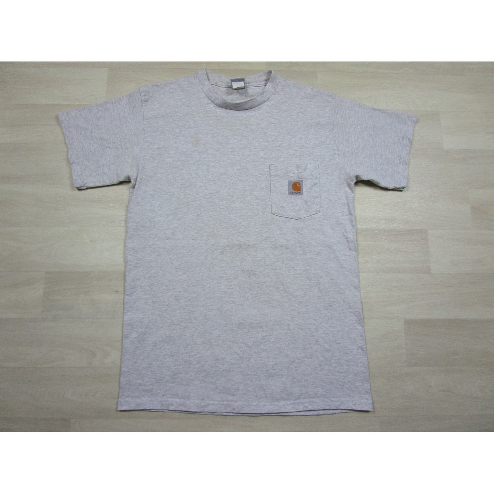 Vintage 90s Carhartt Printed Pocket Logo T Shirt Men's (L) Gray Workwear USA